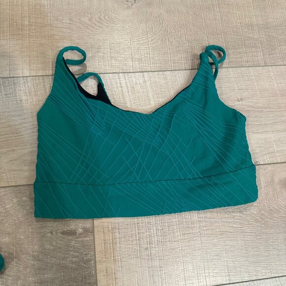 ONZIE WOMENS GREEN TEXTURED 2 PIECE LEGGINGS & SPORTS BRA M/L - Picture 4 of 12